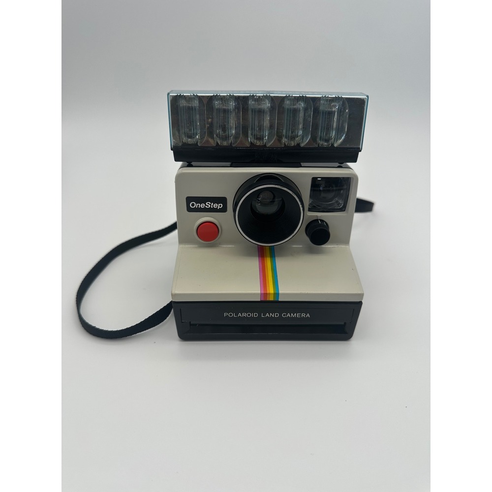 Polaroid OneStep Land Camera Rainbow Stripe with GE Flash Bar II SX-70 Film
